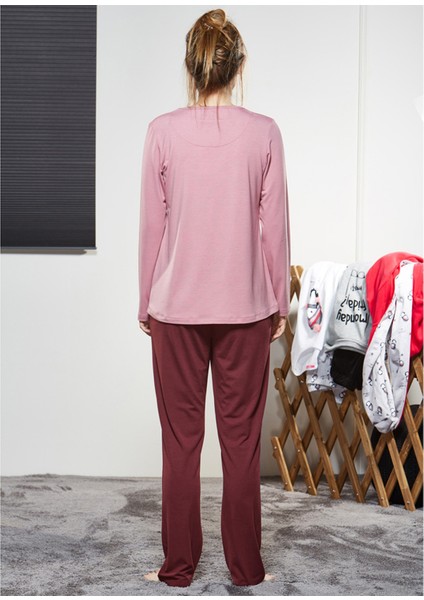 Kadın Yuvarlak Yaka Pijama Takımı Pjs21136