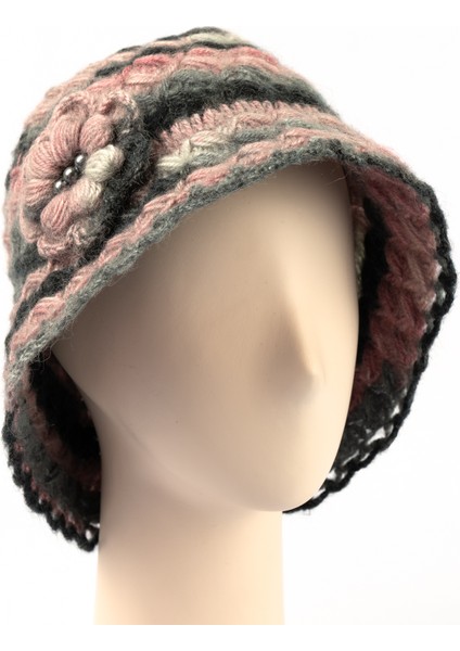 Pinkbear Özel Tasarım %100 Handmade El Örgüsü Yerli Üretim Outdoor Yün Kadın Fötr Bere Şapka