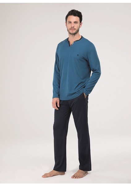 Çekmece Blackspade 30015 V Yaka Düğmesiz Uzun Kol Spor Erkek Pijama Takımı