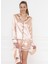 7'li Siyah Biyeli Rose Gold Saten Pijama Takımı FM000073 2