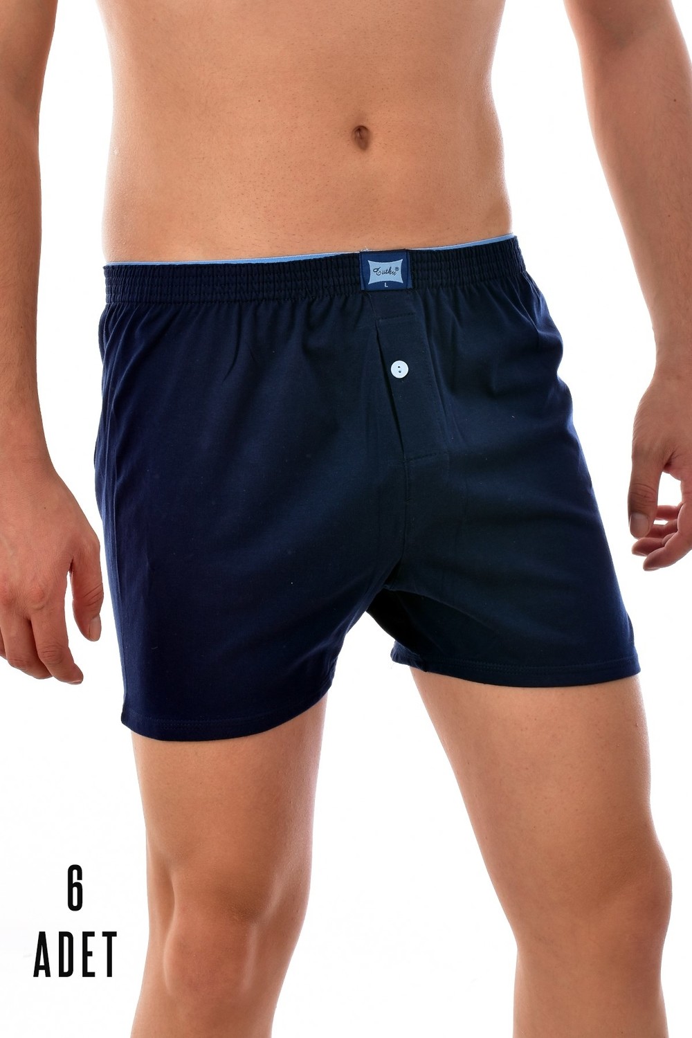 Tutku 6 Adet Tutku Pamuklu Düğmeli Erkek Boxer Lacivert 0117