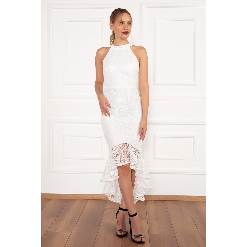 Kalopya Kadin Dixie 13208 Dantel Etegi Volanli Elbise Fiyati