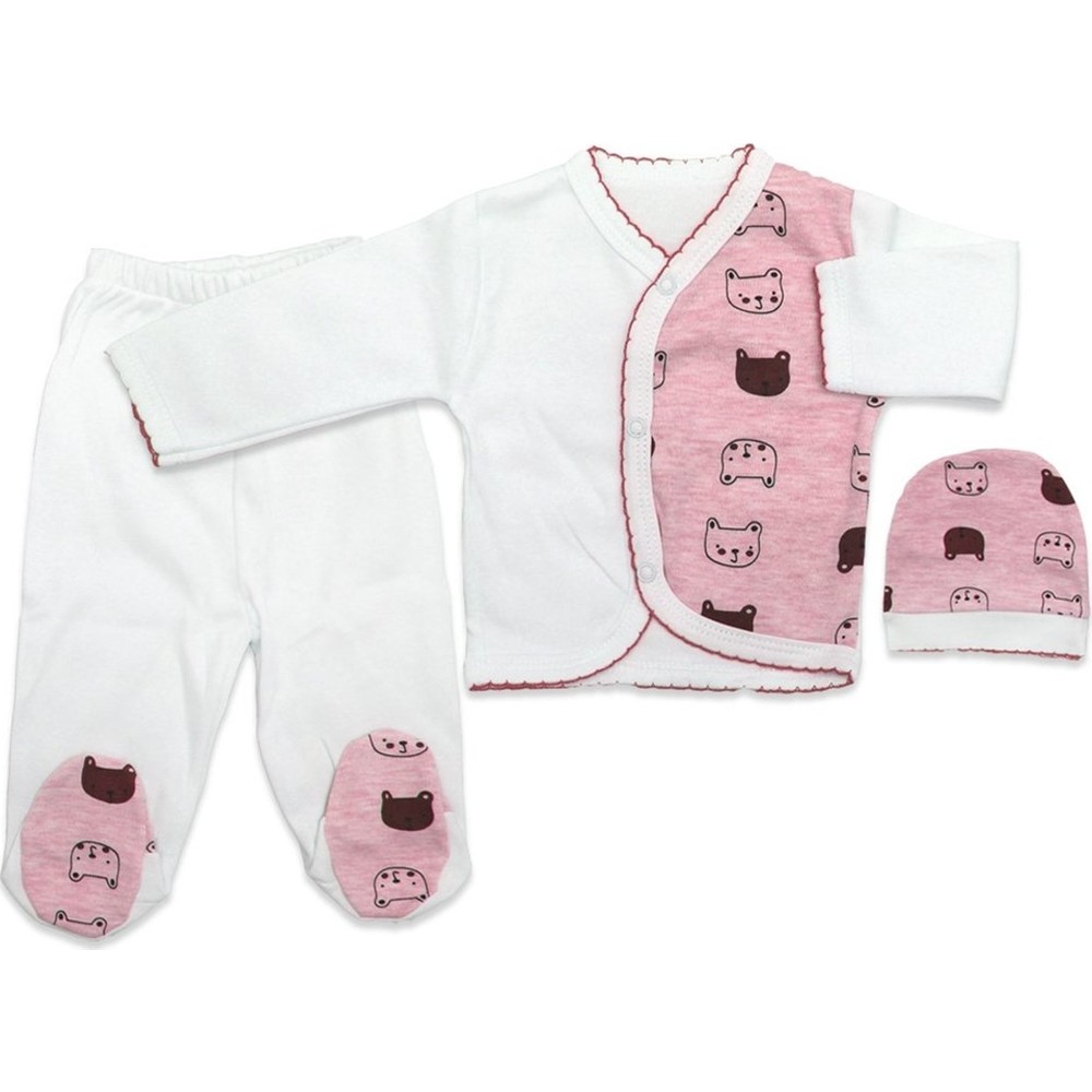 Kamtex Pembe Finolu Yenidoğan 3�lü Bebek Zıbın Takımı