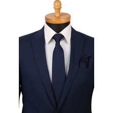 Kravatkolik Lacivert Nokta Desen Mendilli Klasik Kravat KK4157