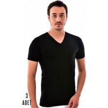 Tutku Elit 3 Adet Elit 1303 Erkek V Yaka Elasthan Fanila Siyah