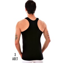 Tutku 3 Adet Erkek Pamuklu Spor Atlet Siyah 0118