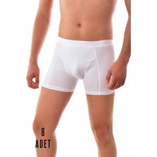 Tutku Erkek Likralı Elasthan Boxer Beyaz 6 Adet M Beden İçin Rahat Paça Tipi 0114