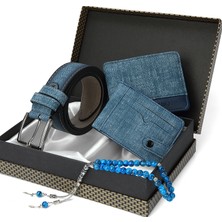 Forentina Lacivert Kemer Cüzdan Kartvizit Tesbih Set Ps1013