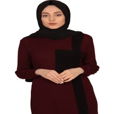 Moncy Butik Cepli Elbise 3001-3 Bordo - Siyah