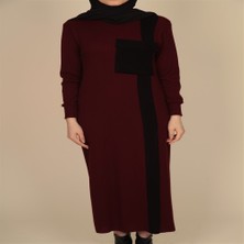 Moncy Butik Cepli Elbise 3001-3 Bordo - Siyah