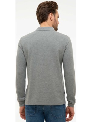 Pierre Cardin Erkek Gri Melanj Slim Fit Polo Yaka Sweatshirt 50226541-VR086