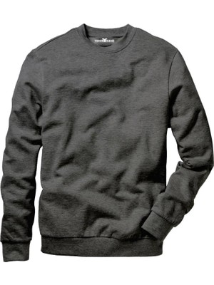 Tshirthane Basic Sade Erkek Uzun Kollu Bisiklet Yaka  Sweatshirt