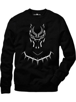 Tshirthane Black Panther Erkek Uzun Kollu Bisiklet Yaka  Sweatshirt