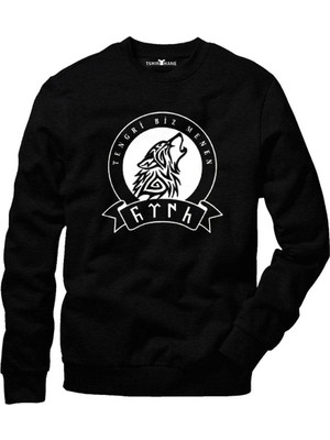 Tshirthane Göktürk Tengri Erkek Uzun Kollu Bisiklet Yaka  Sweatshirt