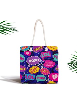 RealHomes XO Pop Art Tasarımlı Dijital Baskılı Fermuarlı Kumaş Çanta