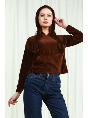 Collezione Kadın Kahverengi Regular Kapüşonlu Sweatshirt