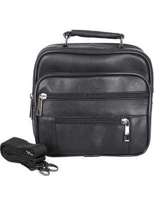 Newish Polo  Deri Yatay Çelik Kasalı El ve Omuz Çantası