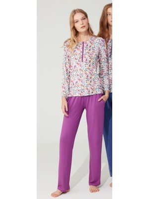 Feyza 3737 Kadın Pijama Takımı - Mor