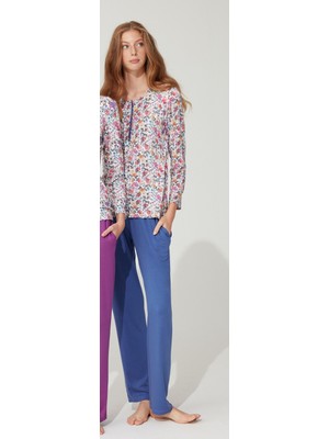 Feyza 3737 Kadın Pijama Takımı - Mavi