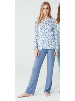 Feyza 3775 Kadın Pijama Takımı - Mavi