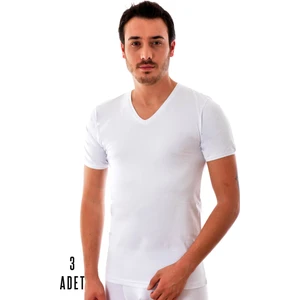 Tutku Elit 3 Adet Elit 1303 Erkek V Yaka Elasthan Fanila Beyaz