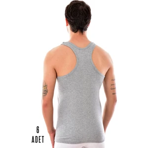 6 Adet Erkek Pamuklu Spor Atlet Gri 0118