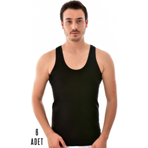 6 Adet Seher Erkek Penye Askılı Atlet Siyah 0001
