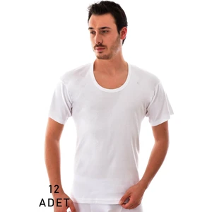 12 Adet Tutku 0103 Beyaz Yarım Kol Penye Fanila
