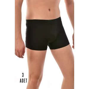 3 Adet Erkek Likralı Elastan Boxer Siyah 0114