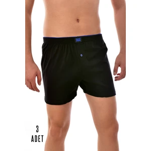 3 Adet Tutku Pamuklu Düğmeli Erkek Boxer Siyah 0117