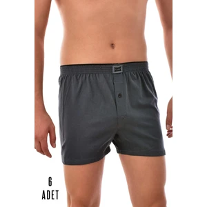6 Adet Tutku Pamuklu Düğmeli Erkek Boxer Füme 0117