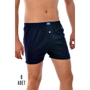 6 Adet Tutku Pamuklu Düğmeli Erkek Boxer Lacivert 0117
