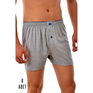 6 Adet Tutku Pamuklu Düğmeli Erkek Boxer Gri 0117