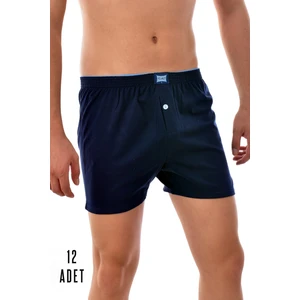 12 Adet Tutku Pamuklu Düğmeli Erkek Boxer Lacivert 0117