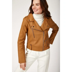 1025 Suni Deri Biker Ceket