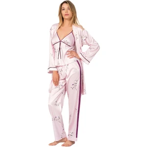 017 Kadın Saten 3'lü Pijama Takım XL