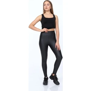 Fit Form Giyim İncebelli Collection Kadın Siyah  Mat Deri Geniş Kemerli Kürklü Astar Tayt