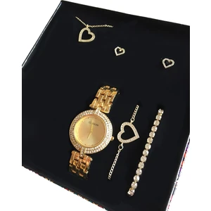 Kadın Kalpli Kolye Küpe Bileklik Saat  Set Ps0520