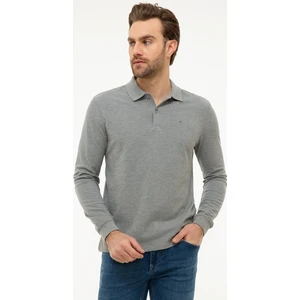Pierre Cardin Erkek Gri Melanj Slim Fit Polo Yaka Sweatshirt 50226541-VR086