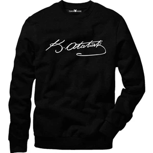 Atatürk Imza Erkek Uzun Kollu Bisiklet Yaka  Sweatshirt