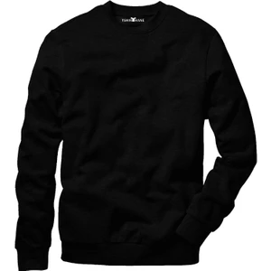 Basic Sade Erkek Uzun Kollu Bisiklet Yaka  Sweatshirt