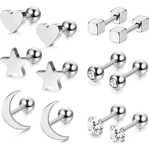Gri Çelik 6'lı Takım Küpe Piercing