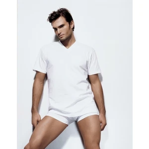 Çift Kaplan 945 V Yaka Pamuklu Erkek Fanila T Shirt Beyaz 3 Adet