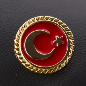 Bijuteri Net Ay Yıldız Yaka Rozeti Broş Altın Renkli