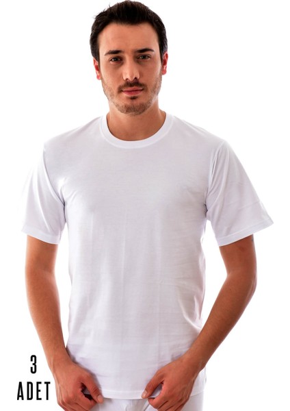 3 Adet Elit 1301 Erkek Sıfır Yaka Elasthan Fanila Beyaz