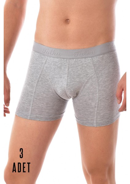 3 Adet Erkek Likralı Elastan Boxer Gri 0114