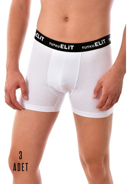 3 Adet Elit Erkek Modal Elasthan Boxer Beyaz1252