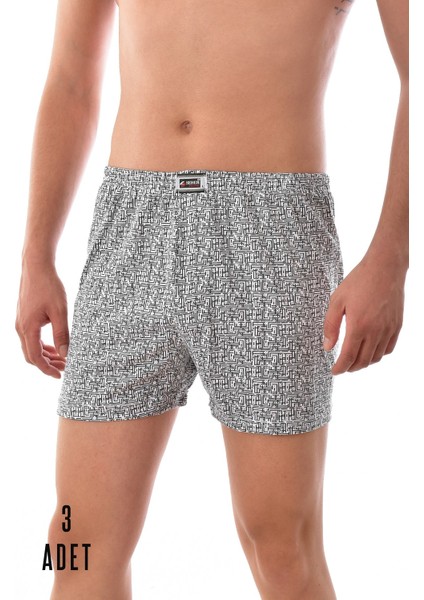 3 Adet Seher Erkek Pamuklu Desenli Asorti Boxer