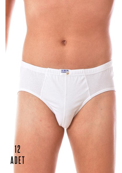 12 Adet Seher Erkek Penye Slip Beyaz 0005
