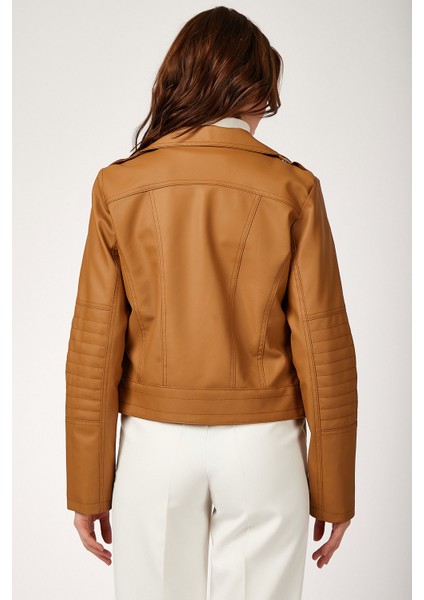 1025 Suni Deri Biker Ceket